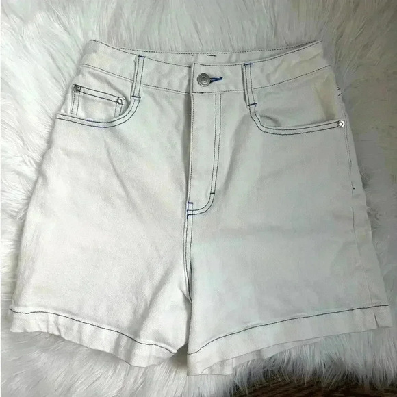 STELLA MCCARTNEY 23 Old Bond Street London Denim Shorts In White Wash - Picture 6 of 8